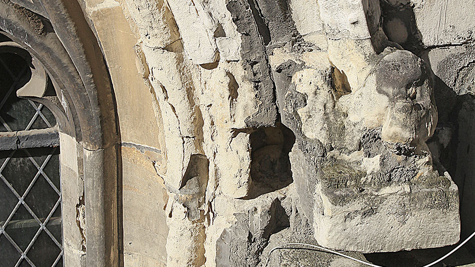 The Anston limestone is crumbling and its decay is accelerated by pollution.